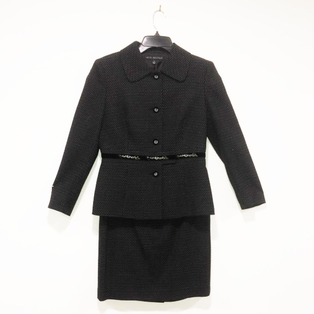 Sweetest 2-pc suit, swiss dot wool blend + details